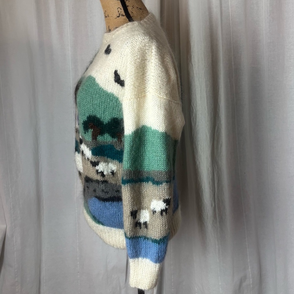 Vtg Samantha Taylor Women's Wool Mohair Sheep Sweater Country Cottagecore Med - Picture 3 of 5